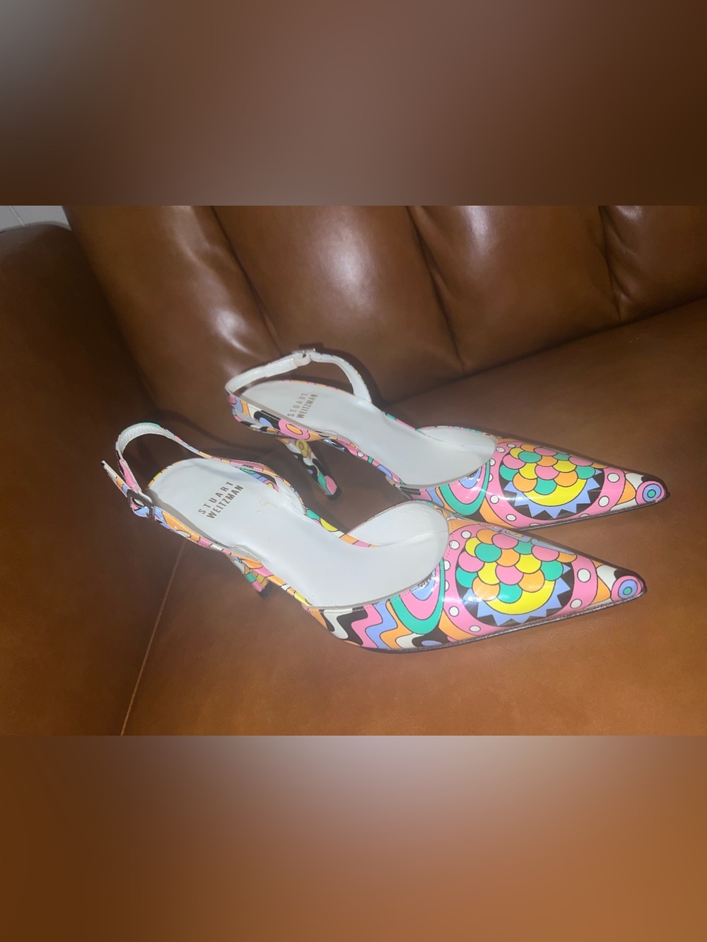 Stuart Weitzman Patent Leather Printed Slingback size 6.5M - Picture 8 of 11